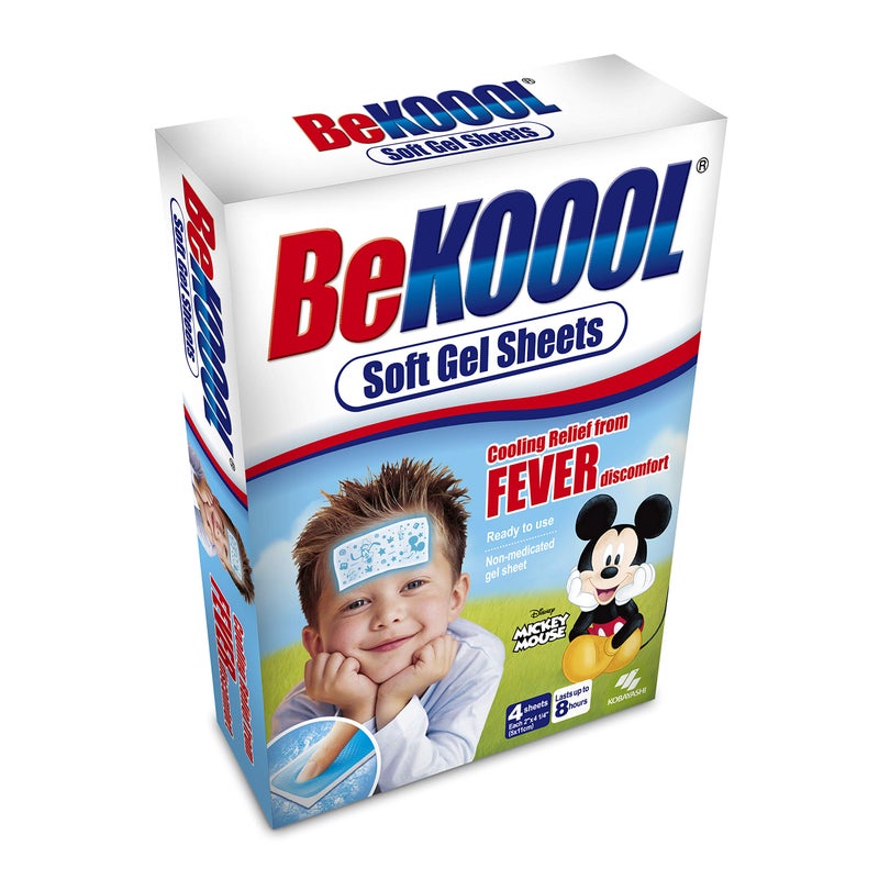 Be Koool Fever Soft Gel Sheets For Kids Immediate Cooling Relief from Fever Discomfort 12 Sheets